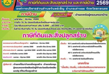ประชาสัมพันธ์การจัดเก็บภาษ๊ที่ดินและสิ่งปลูกสร้าง ประจำปี 2569